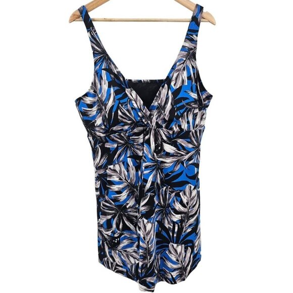 Swimsuits For All Womens Plus Size 26 Tropical One Piece Swimdress NWT - Picture 1 of 6